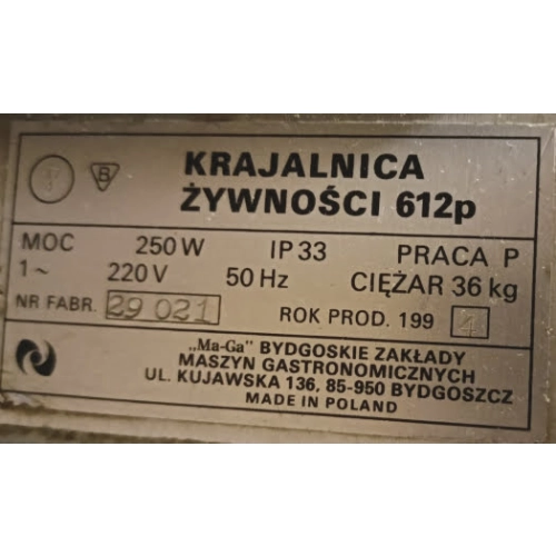 Krajalnica 612p CE do wędlin